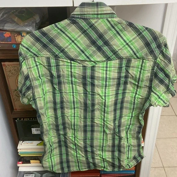 Vintage Jack & Jones Green Plaid Men's Shirt - Picture 3 of 4